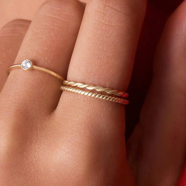 585er Gold Essential Gedrehter Stapelring - 2