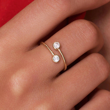 585er Gold Zirkonia Offener Spiral Ring - 2