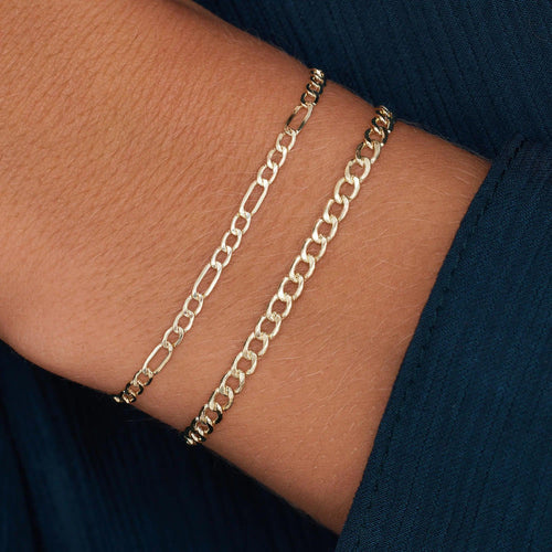 14 Karat Gold Figaro Chain Bracelet