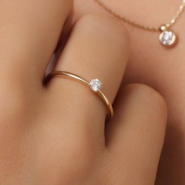14 Karat Gold with Diamond Four Prong Diamond Solitary Ring (0.10 ct) - 2