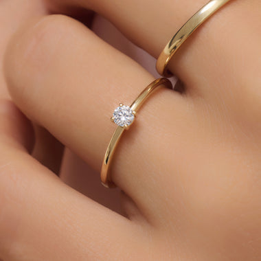 14 Karat Gold with Diamond Four Prong Diamond Solitary Ring (0.15 ct) - 2