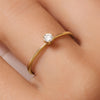 Or 14 Carats avec Diamant Bague Solitaire Diamant Six Prong (0.10 ct) - 2