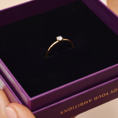 14 Karat Gold with Diamond Four Prong Diamond Solitary Ring (0.15 ct) - 10