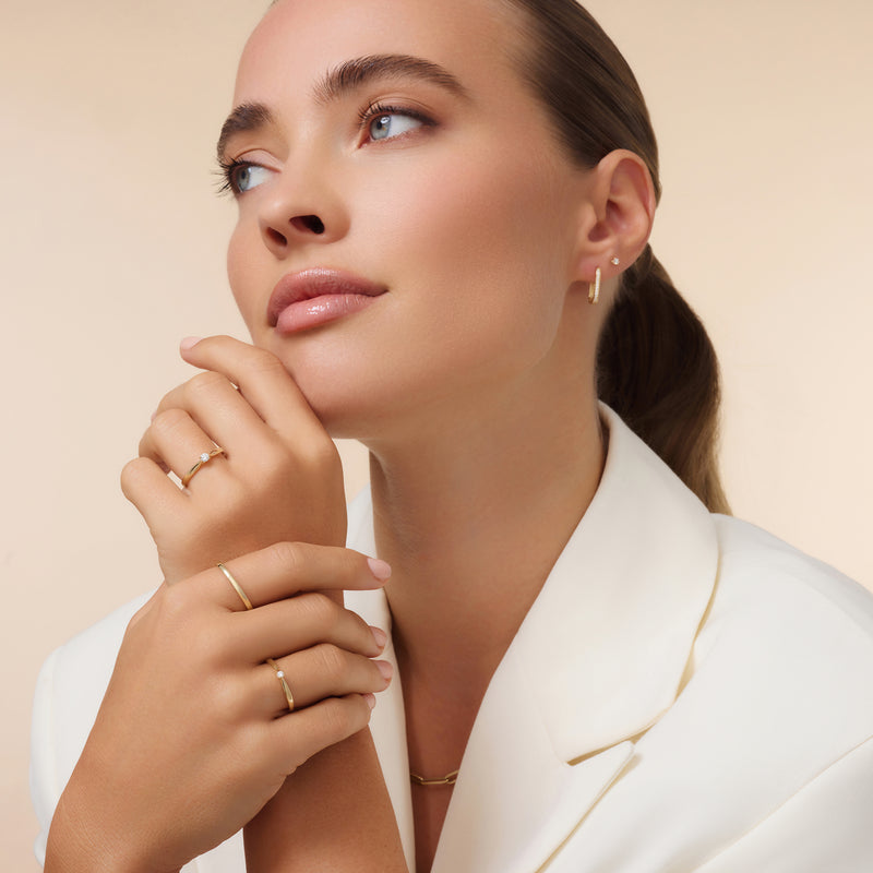 Pavé Cubic Zirconia Small U Hoops (15mm)