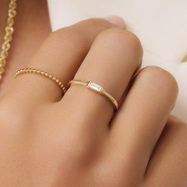 14 Karat Gold with Diamond Baguette Cut Diamond Ring (0.07 ct) - 2