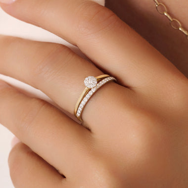 Bague Halo Diamant Or 14 Carats pour Femme