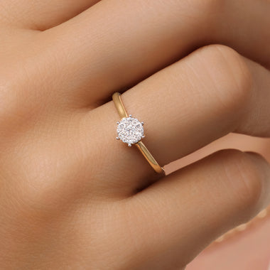 14 Karat Gold with Diamonds Six Prong Diamond Cluster Ring (0.15 ct) - 2