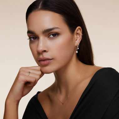 14 Karat Gold Pearl Hoop Charm - 7