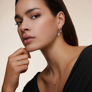 14 Karat Gold Pearl Hoop Charm - 8