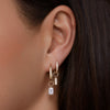 14 Karaat Goud Emerald Cut Zirkonia Oorbel Bedel - 2