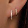 14 Karat Gold Pavé Cubic Zirconia Huggie Hoops (12mm) - 3