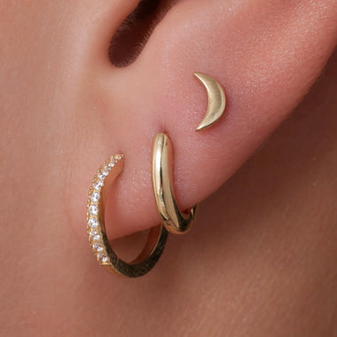 14 Karat Gold Moon Studs - 3