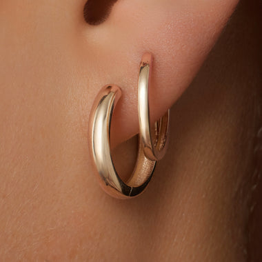 14 Karaat Goud Brede Kleine Hoops (16mm) - 3