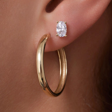 585er Gold Oval Cut Zirkonia Ohrstecker - 3