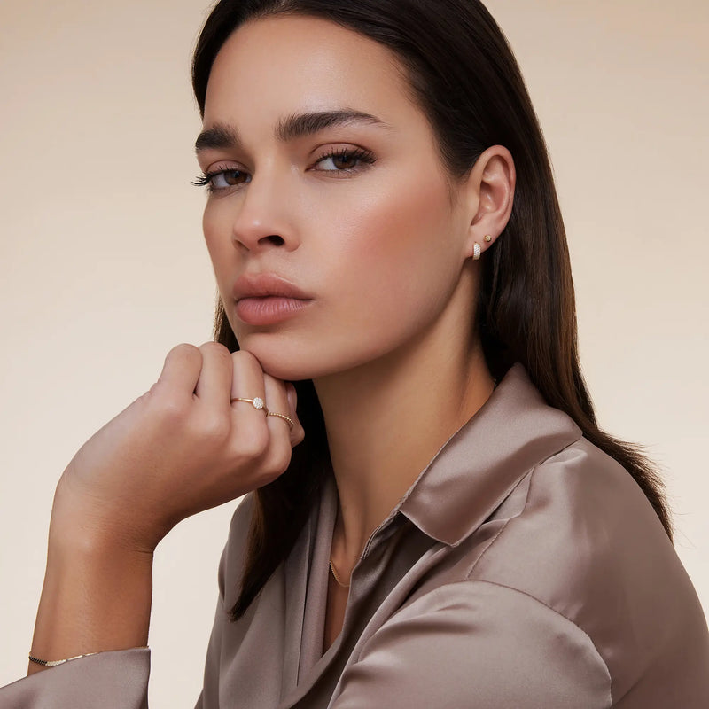 Pavé Zirconia Hoops Sphere Earrings Set