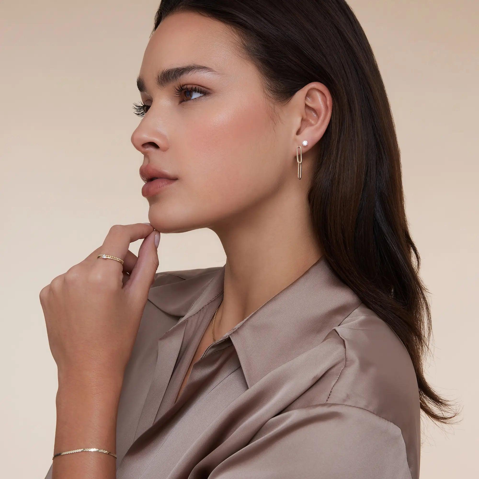 Boucles D'oreilles Pendantes Femme - Forme Ovale Et Cubique - Style élégant Et Brillant - Pour Soirée, Fête, Cadeau - 5