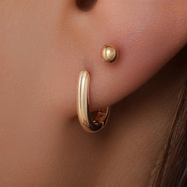 14 Karat Gold Chain Huggie Hoops (11mm) - 3