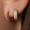 Or 14 Carats Créoles Huggie Zircon Pavé Epaisses (12mm) - 3