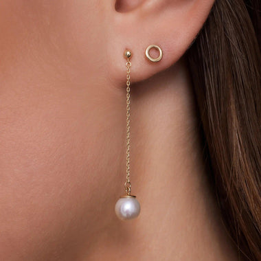 14 Karat Gold Pearl Drop Earrings - 3