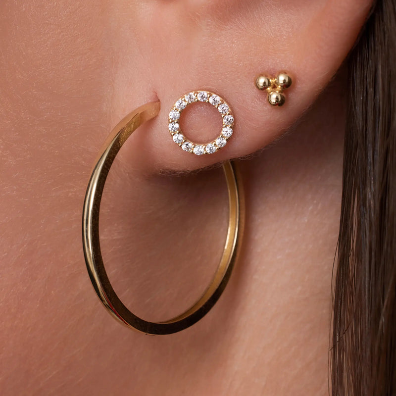 Pavé Cubic Zirconia Open Halo Studs