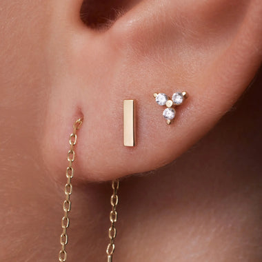 14 Karat Gold Bar Studs - 3