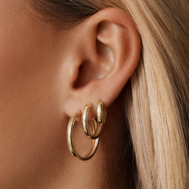 14 Karat Gold Bold Medium Hoops (19mm) - 5