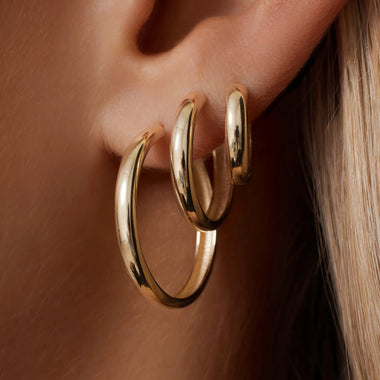 14 Karat Gold Bold Hoops Set - 4