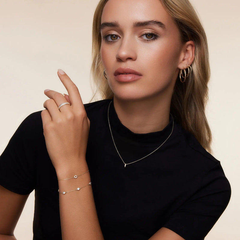 Pavé Cubic Zirconia Open Halo Bracelet