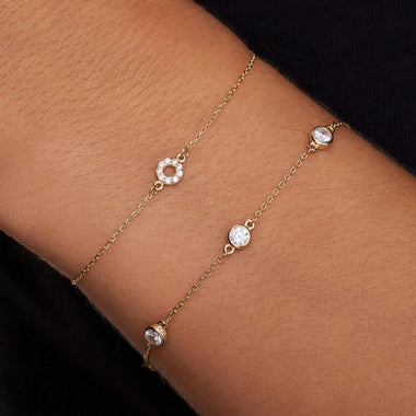14 Karat Gold Pavé Cubic Zirconia Open Halo Bracelet - 2