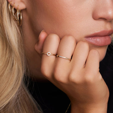 14 Karat Gold Pavé Cubic Zirconia Open Halo Ring - 3