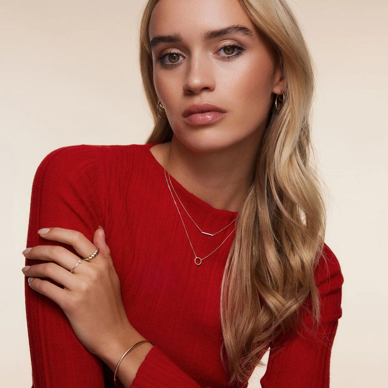 Collier Pendentif Bar Zircon Pavé