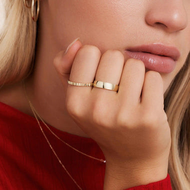 585er Gold 5mm Breiter Curve Band Ring - 3