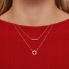 Or 14 Carats Collier Pendentif Bar Zircon Pavé - 2