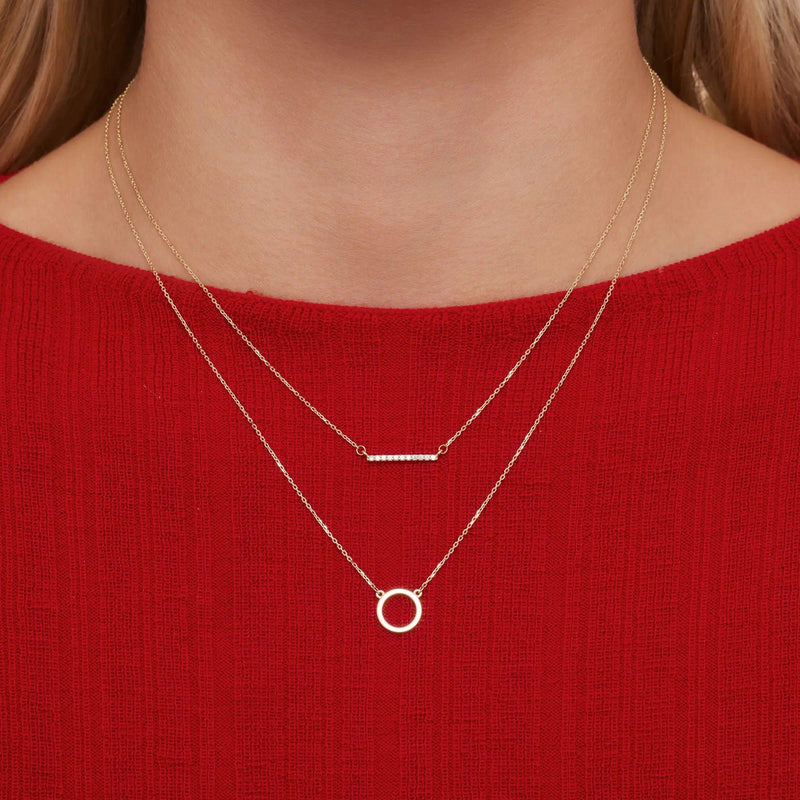 Collier Pendentif Bar Zircon Pavé
