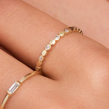 14 Karat Gold Sparkling Cubic Zirconia Bezel Dot Eternity Ring - 2