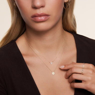 585er Gold Zirkonia Lotus Anhänger Halskette - 5