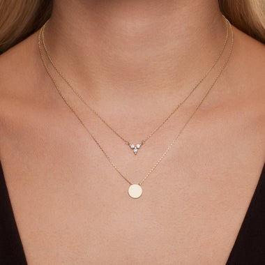 Gold Coin Pendant Necklace of 14 Karat Gold for Women