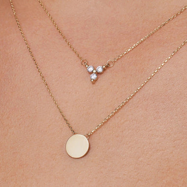 585er Gold Zirkonia Lotus Anhänger Halskette - 3