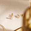14 Karaat Goud Emerald Cut Zirkonia Oorknopjes - 10