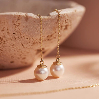 14 Karat Gold Pearl Drop Earrings - 4