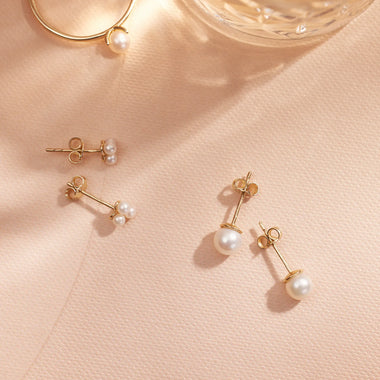 14 Karat Gold Lotus Pearl Studs - 9