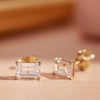 14 Karaat Goud Emerald Cut Zirkonia Oorknopjes - 8