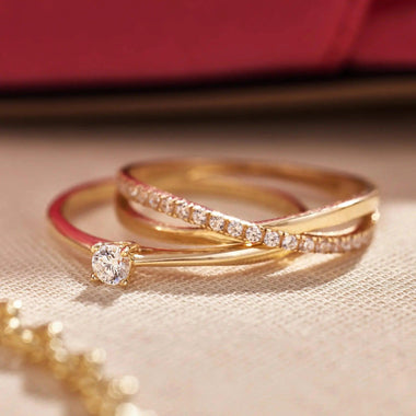 14 Karat Gold Chaton Set Cubic Zirconia Ring - 8