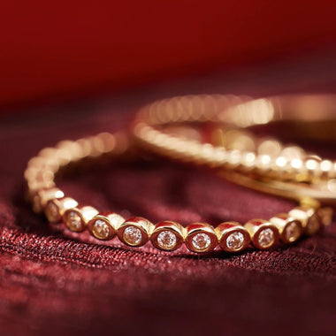 585er Gold Zirkonia Bezel Dot Eternity Ring - 8