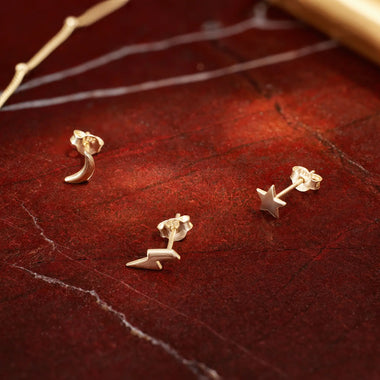 14 Karat Gold Moon Studs - 9