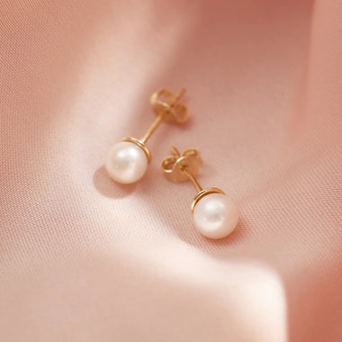 14 Karat Gold Pearl Studs - 10