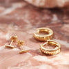 14 Karat Gold Diamond Cut Earrings Set - 2