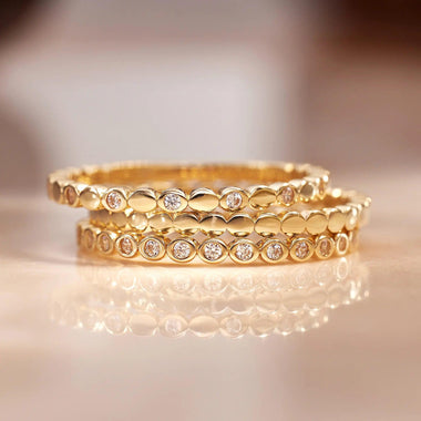 14 Karaat Goud Bezel Dot Eternity Ring - 8