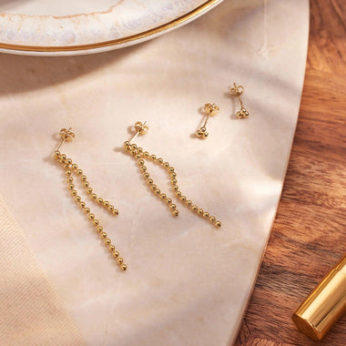 14 Karat Gold Beaded Drop Earrings - 8