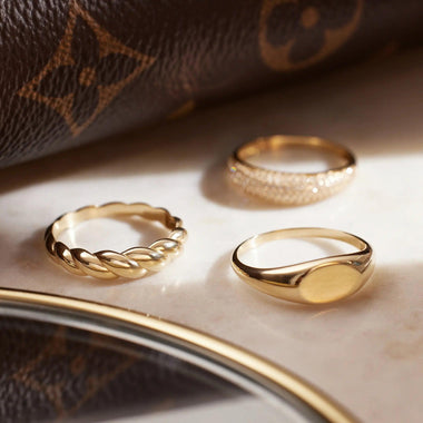 14 Karaat Goud Croissant Dome Ring - 7